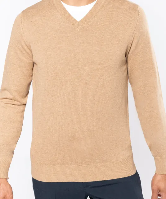 K982 - Premium pullover V-hals Mykonos Blue Heather