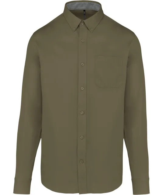K586 - Herenoverhemd met lange mouwen van katoen Nevada Light khaki
