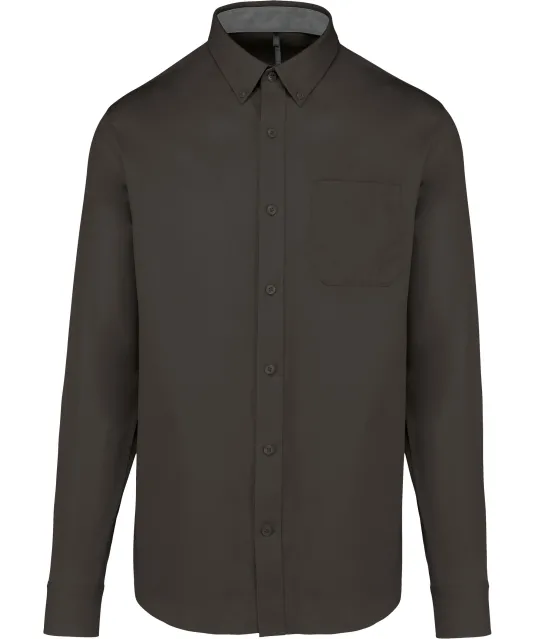K586 - Herenoverhemd met lange mouwen van katoen Nevada Dark Grey