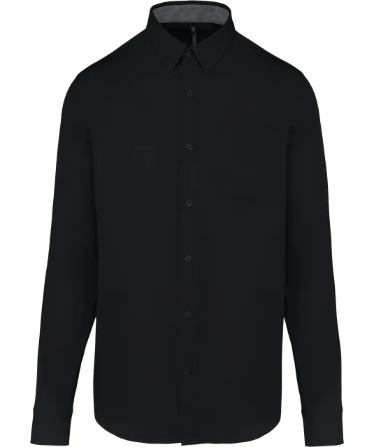 K586 - Herenoverhemd met lange mouwen van katoen Nevada Black