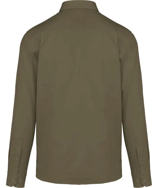 K586 - Herenoverhemd met lange mouwen van katoen Nevada Light khaki