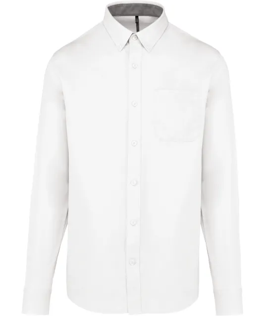 K586 - Herenoverhemd met lange mouwen van katoen Nevada White
