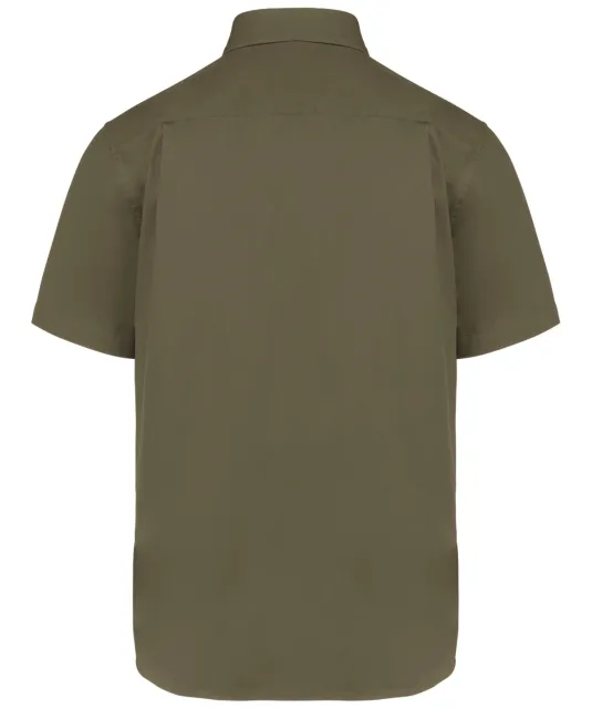 K587 - Katoenen herenoverhemd met korte mouwen "Ariana" Light khaki