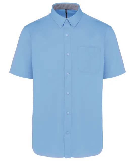 K587 - Katoenen herenoverhemd met korte mouwen "Ariana" Sky Blue