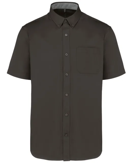 K587 - Katoenen herenoverhemd met korte mouwen "Ariana" Dark Grey