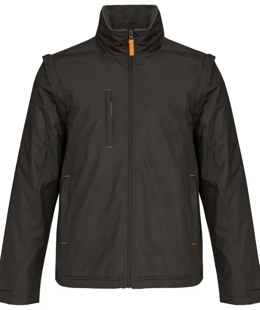 K639 - Herenjack met afneembare mouwen Dark Grey / Orange