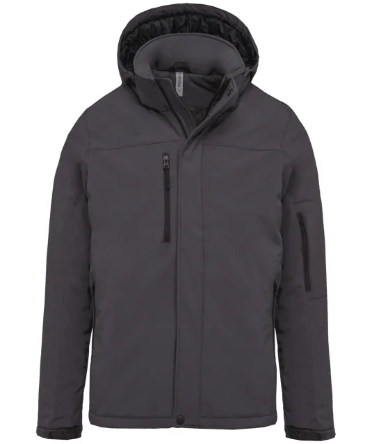 K650 - Gewatteerde softshell herenparka met capuchon Titanium