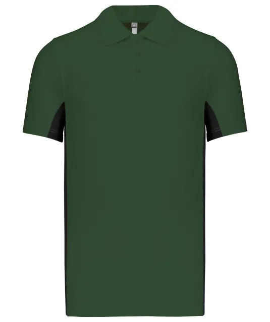 K232 - Tweekleurige piquépolo korte mouwen heren Forest Green / Black