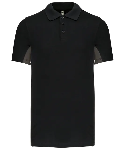K232 - Tweekleurige piquépolo korte mouwen heren Black / Dark Grey