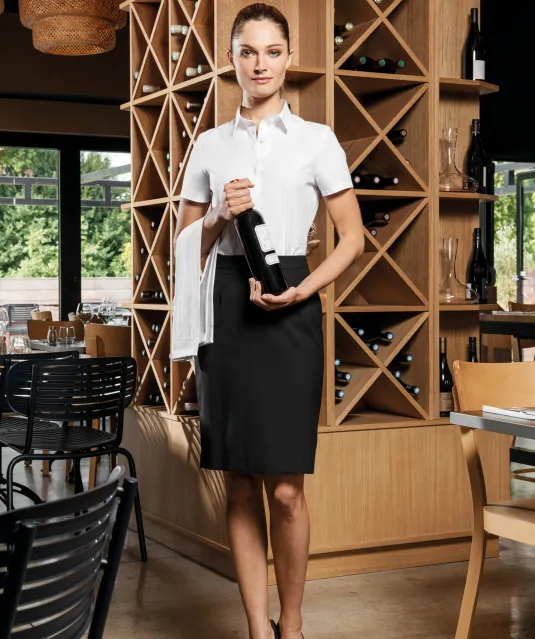 K532 - Dames stretch blouse korte mouwen Black