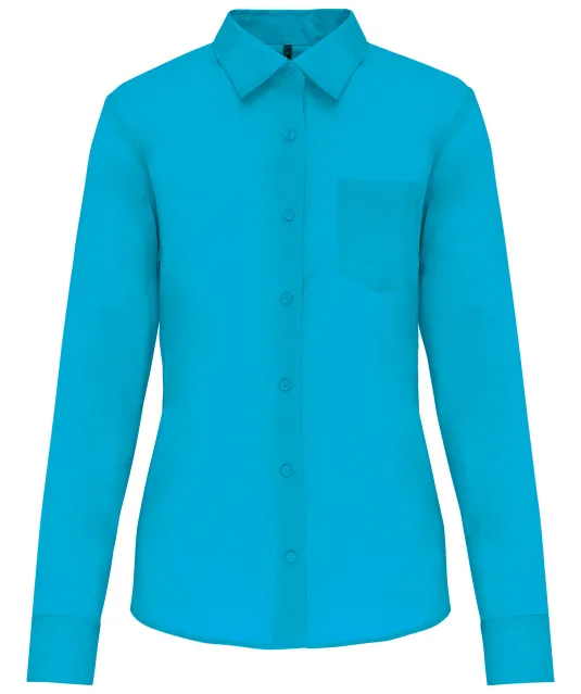 K549 - Overhemd in onderhoudsvriendelijk polykatoen-popeline dames Bright Turquoise