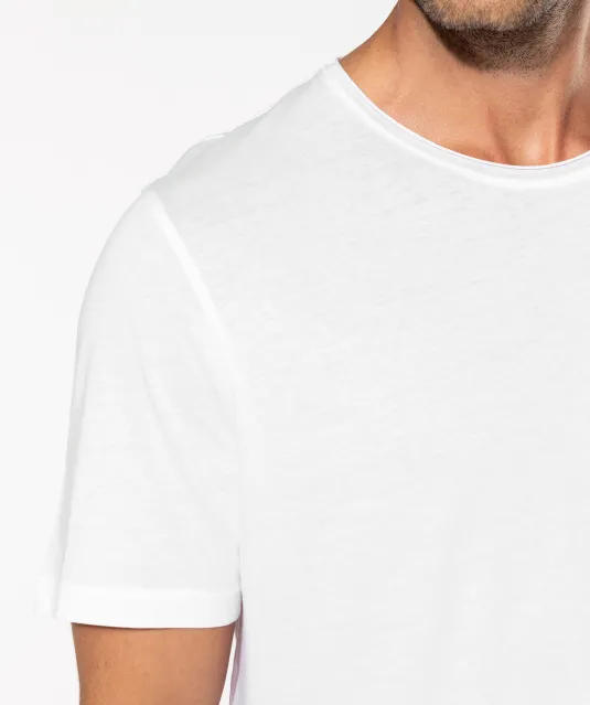 K398 - Bio T-shirt kraag met onafgewerkte rand korte mouwen White