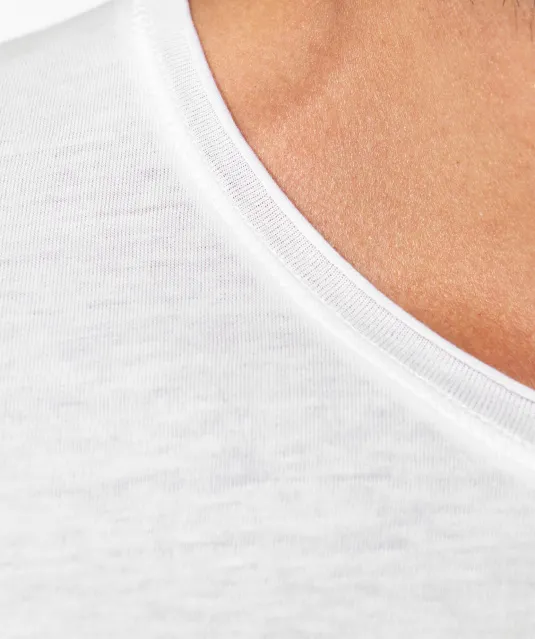 K398 - Bio T-shirt kraag met onafgewerkte rand korte mouwen White