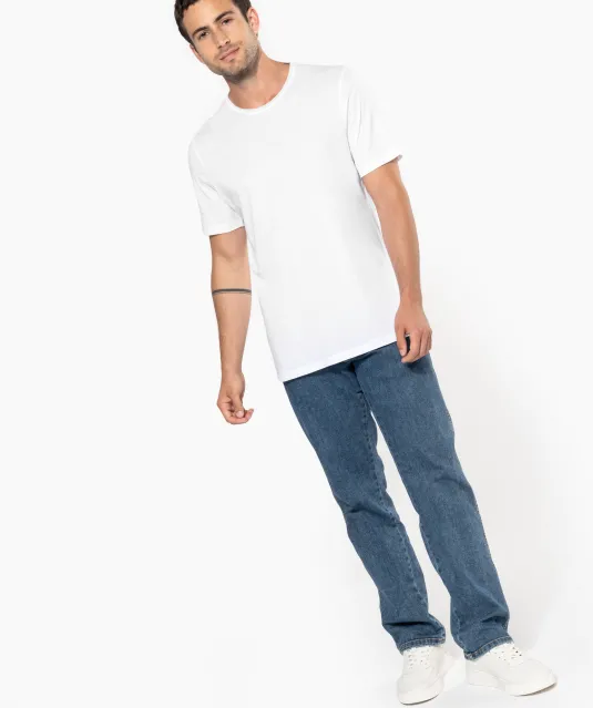 K398 - Bio T-shirt kraag met onafgewerkte rand korte mouwen White
