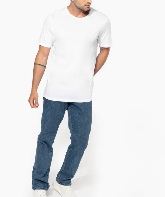 K398 - Bio T-shirt kraag met onafgewerkte rand korte mouwen White