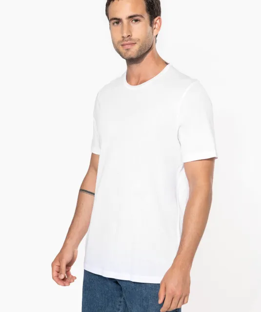 K398 - Bio T-shirt kraag met onafgewerkte rand korte mouwen White