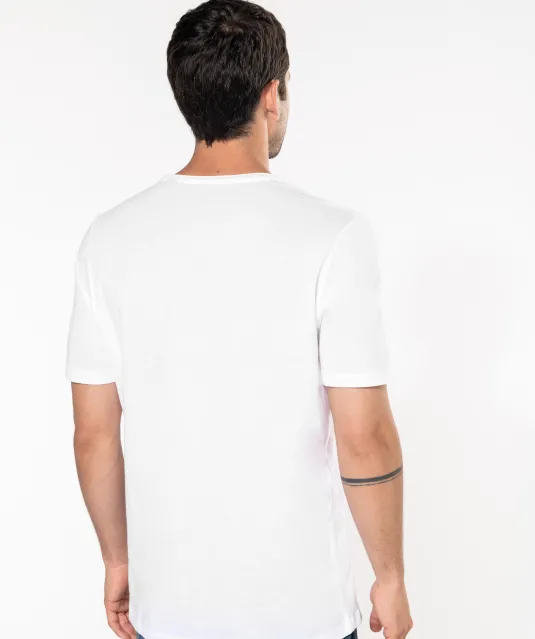 K398 - Bio T-shirt kraag met onafgewerkte rand korte mouwen White