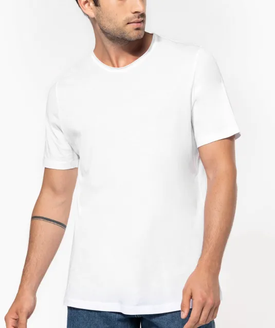K398 - Bio T-shirt kraag met onafgewerkte rand korte mouwen White