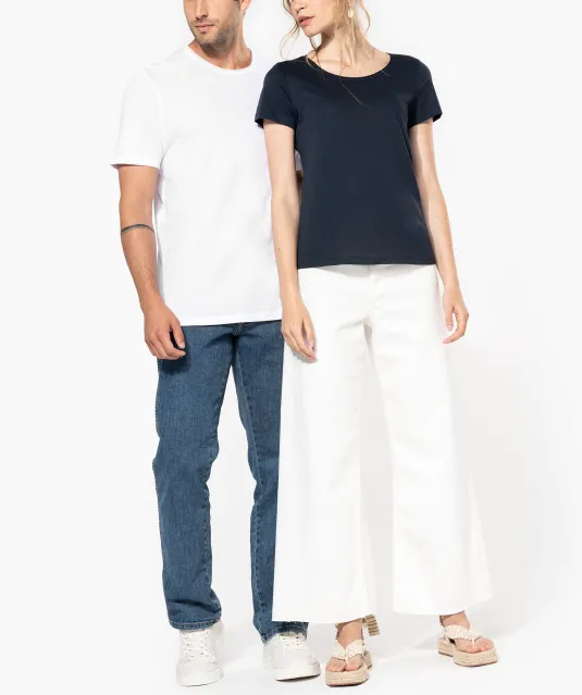 K398 - Bio T-shirt kraag met onafgewerkte rand korte mouwen White