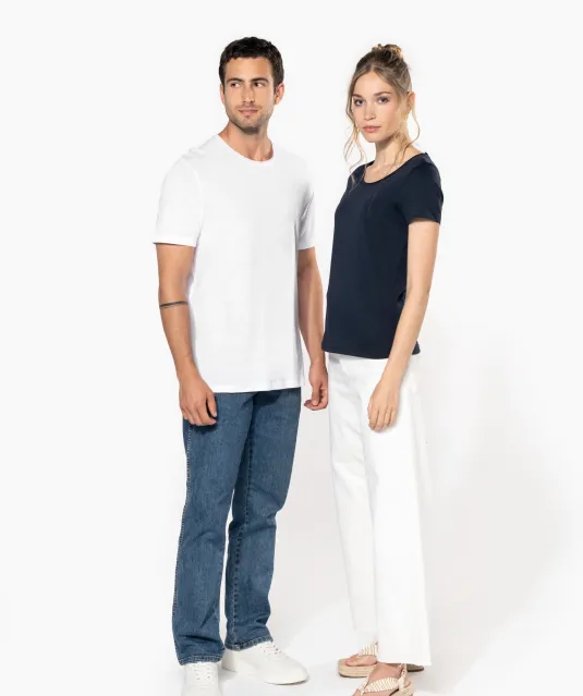 K398 - Bio T-shirt kraag met onafgewerkte rand korte mouwen White