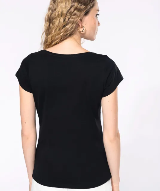 K384 - Dames-t-shirt korte mouwen met boothals Black