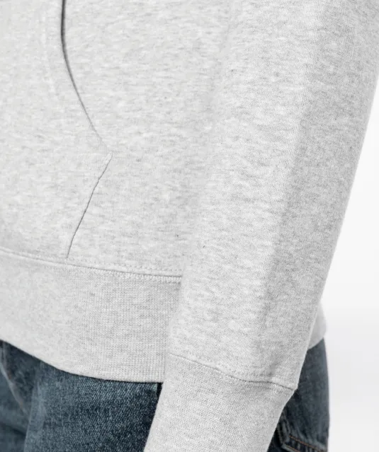 K467 - Damessweater met rits en capuchon in contrasterende kleur Black / Fine Grey