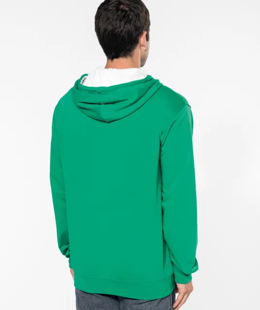 K466 - Herensweater met rits en capuchon in contrasterende kleur Black / Fine Grey