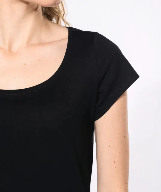 K384 - Dames-t-shirt korte mouwen met boothals Black