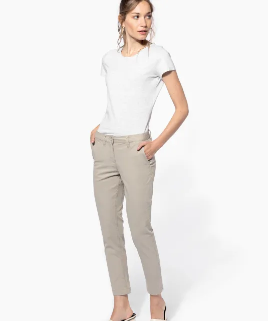 K749 - Enkelhoge broek voor dames Beige
