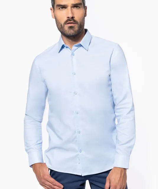K595 - Heren overhemd Oxford lange mouwen Oxford Blue