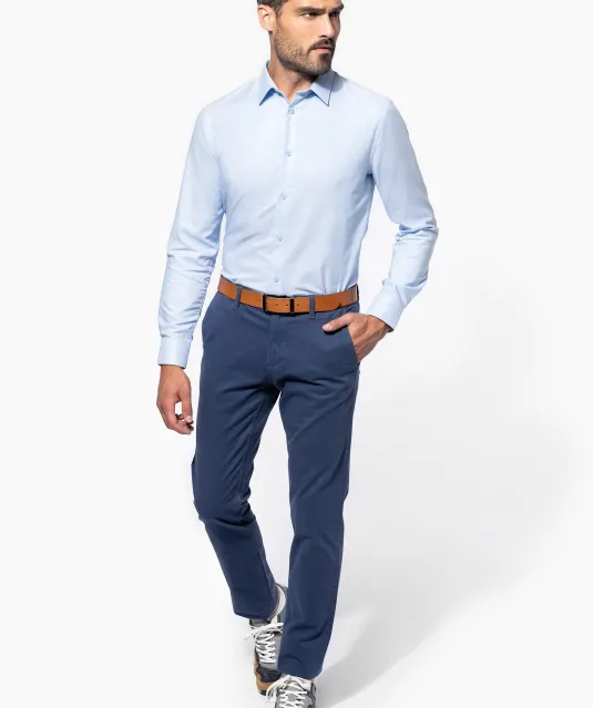 K595 - Heren overhemd Oxford lange mouwen Oxford Blue