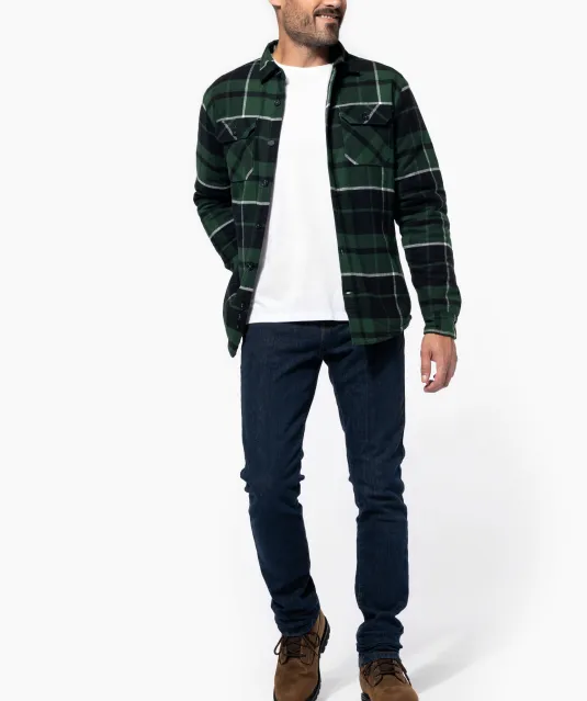 K579 - Geruit overshirt met sherpavoering Red / Navy checked