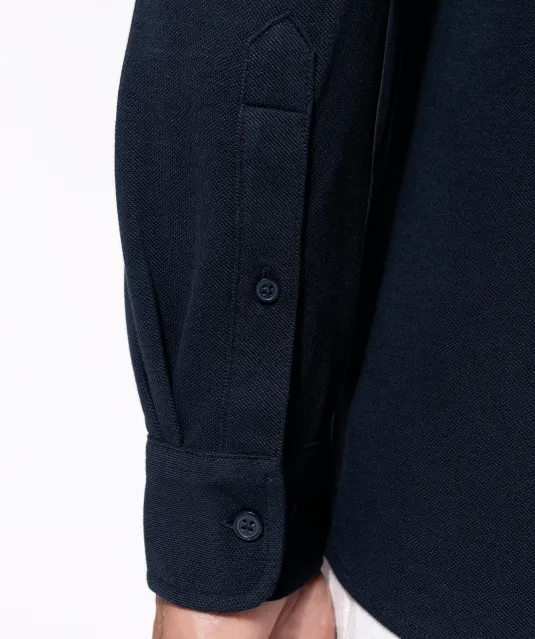 K508 - Piqué overhemd lange mouwen Navy