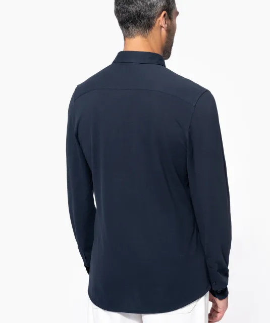 K508 - Piqué overhemd lange mouwen Navy