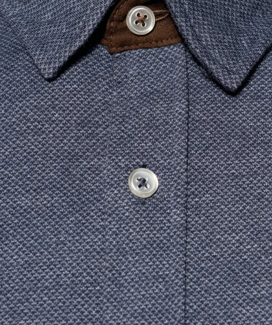 K507 - Jacquard overhemd  lange mouwen Jacquard blue