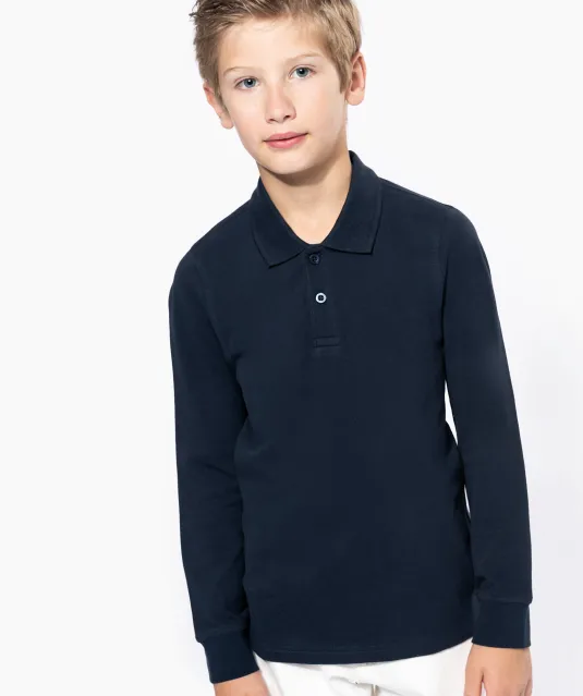 K269 - Kinderpolo lange mouwen Black