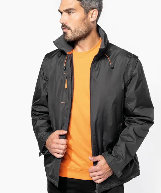 K639 - Herenjack met afneembare mouwen Black / Orange