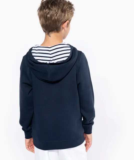 K4014 - Unisex kindersweater met contrasterende capuchon met motief Black / Skate Graffiti