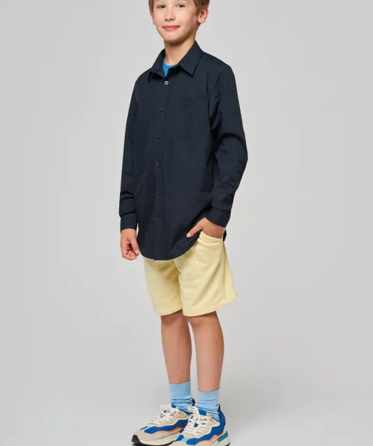 K521 - Kinder poplin overhemd lange mouwen White