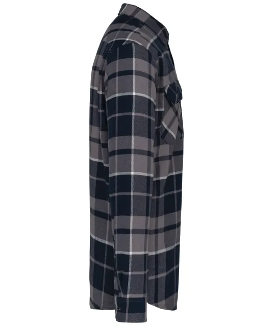 K579 - Geruit overshirt met sherpavoering Storm Grey / Navy checked