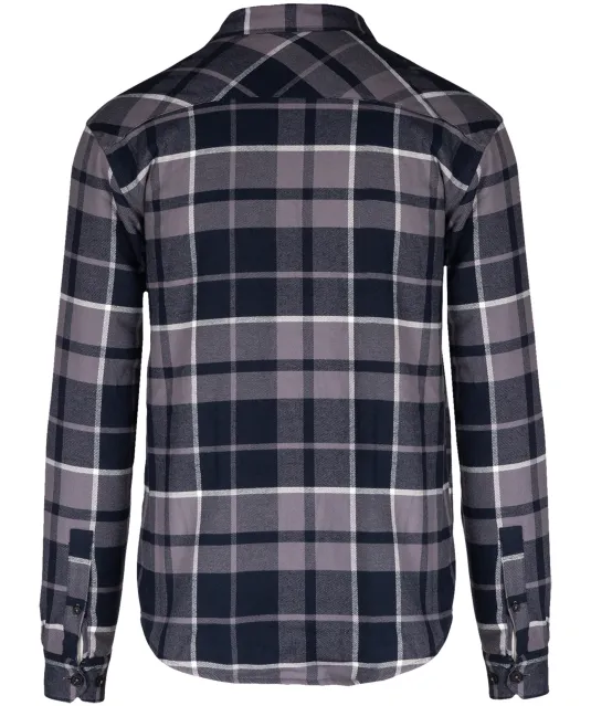 K579 - Geruit overshirt met sherpavoering Storm Grey / Navy checked