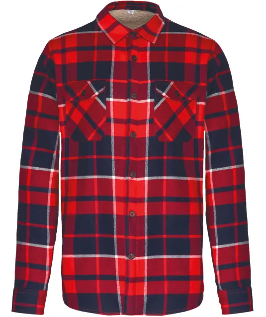 K579 - Geruit overshirt met sherpavoering Red / Navy checked