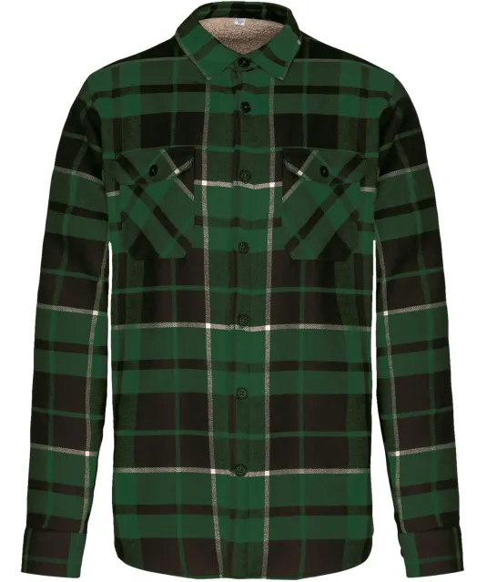K579 - Geruit overshirt met sherpavoering Forest Green / Black Checked