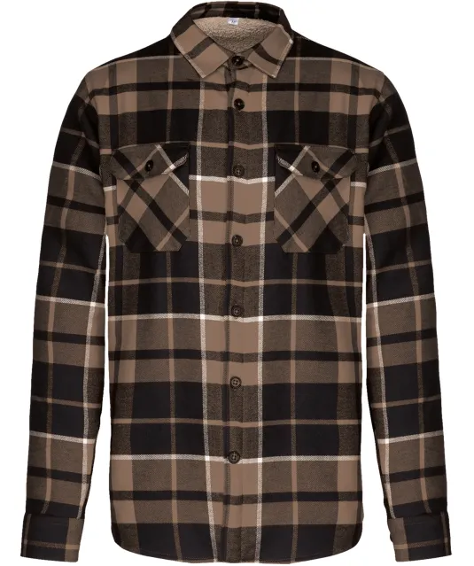 K579 - Geruit overshirt met sherpavoering Camel / Black Checked