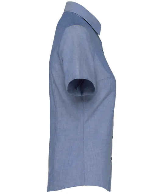 K536 - Dames Oxford blouse korte mouwen Oxford Cobalt Blue
