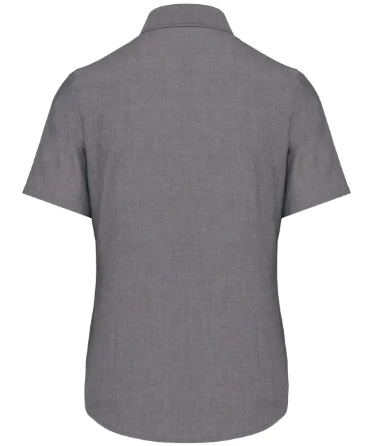 K536 - Dames Oxford blouse korte mouwen Oxford Silver