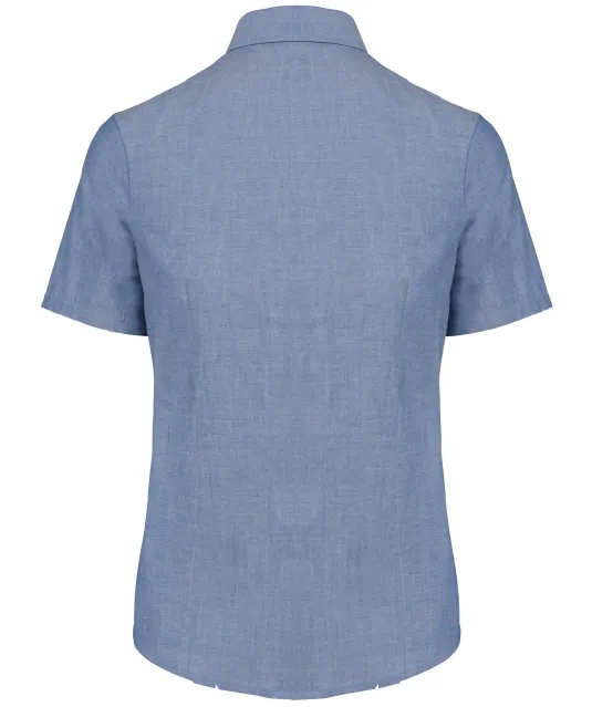 K536 - Dames Oxford blouse korte mouwen Oxford Cobalt Blue