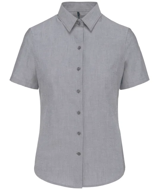 K536 - Dames Oxford blouse korte mouwen Oxford Zinc