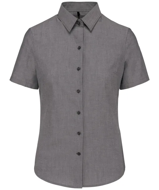 K536 - Dames Oxford blouse korte mouwen Oxford Silver