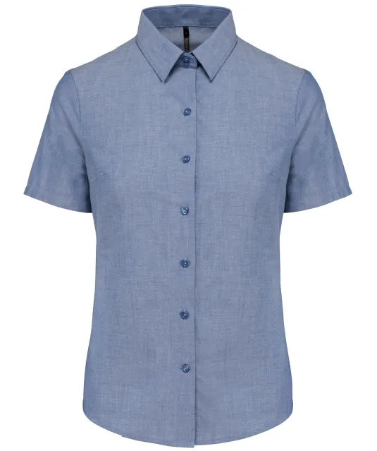K536 - Dames Oxford blouse korte mouwen Oxford Cobalt Blue